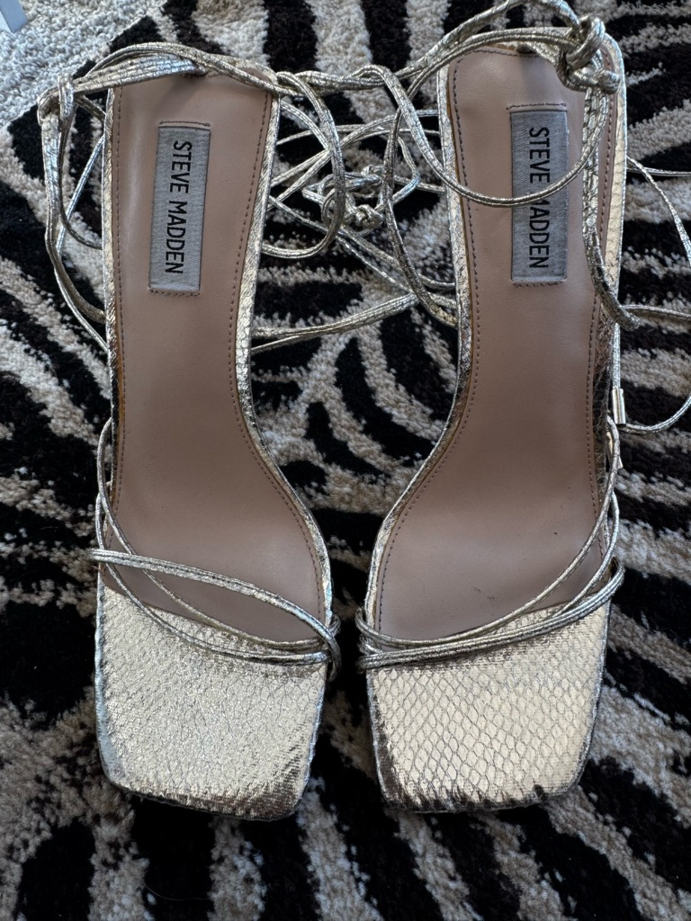 Steve Madden Gold Lace-Up Sandals